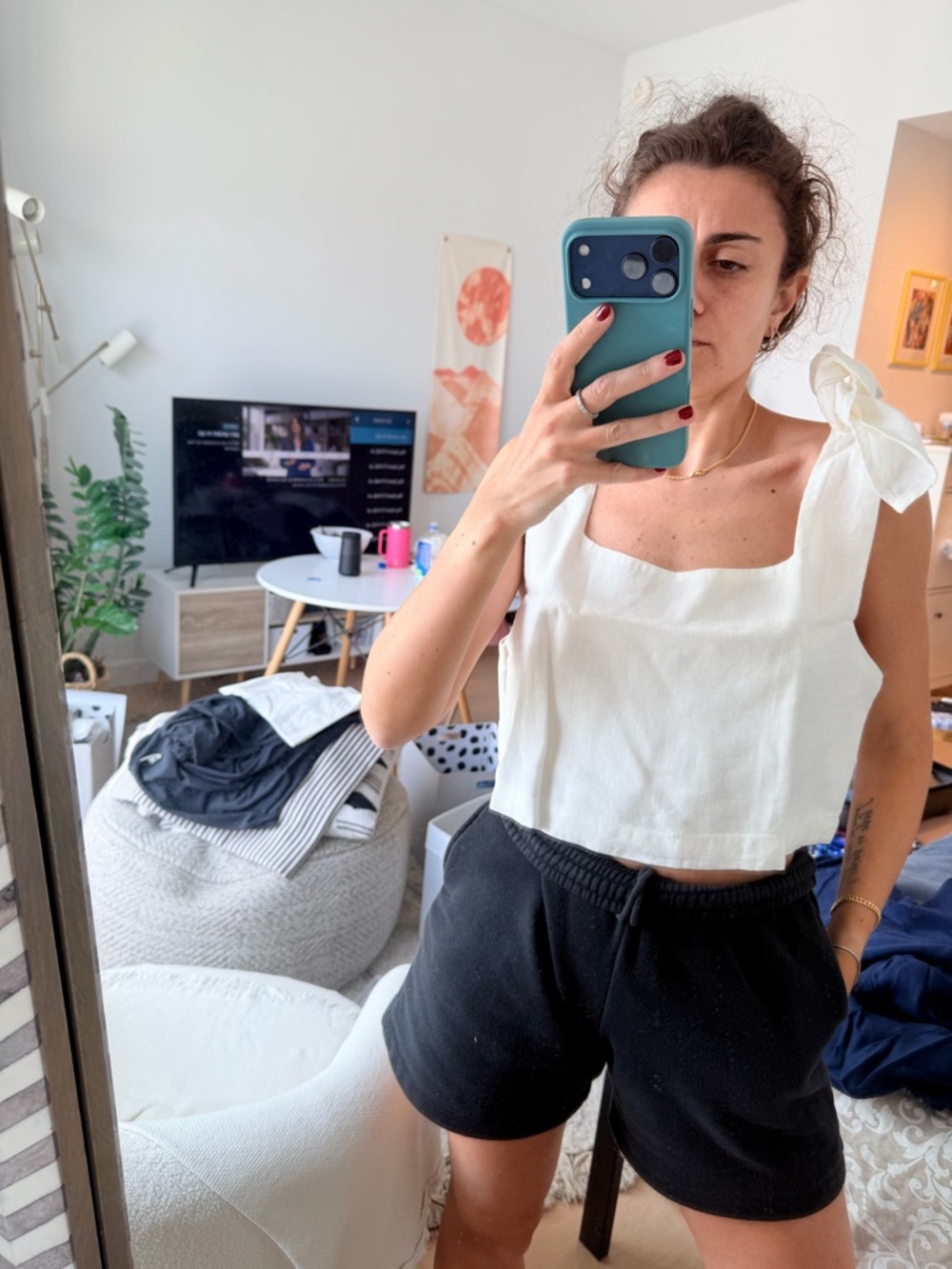 Zara cropped linen top